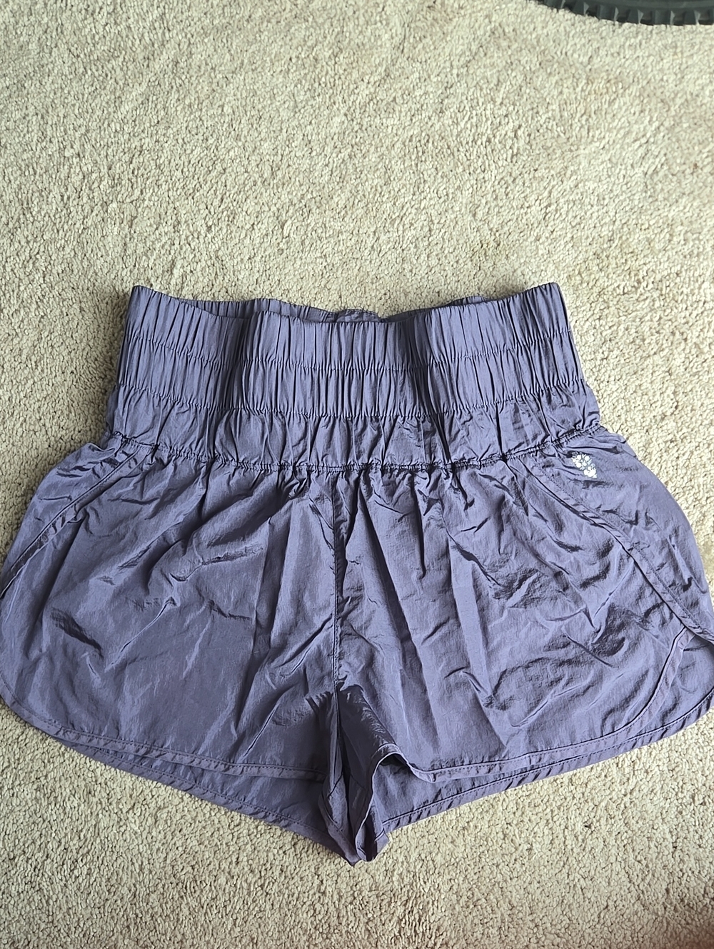 Free People Movement Women's High-Waist Lavender Silver Smocked Shorts Size: L